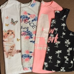 H&M T-shirts(3) & Tank Top(1) with Fun Stylish Graphic Designs.